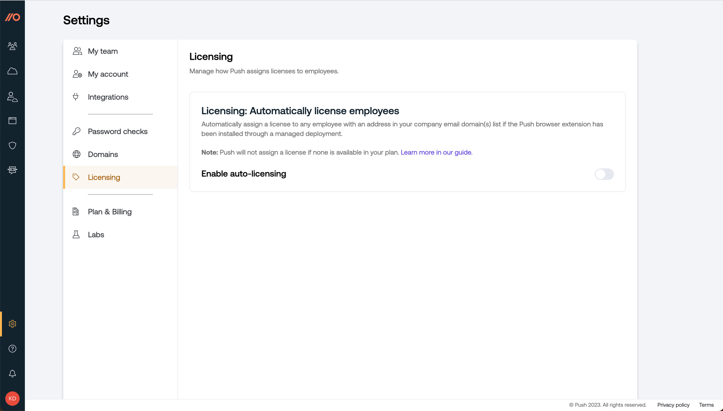 Automatic licensing toggle on Settings - KB 10098