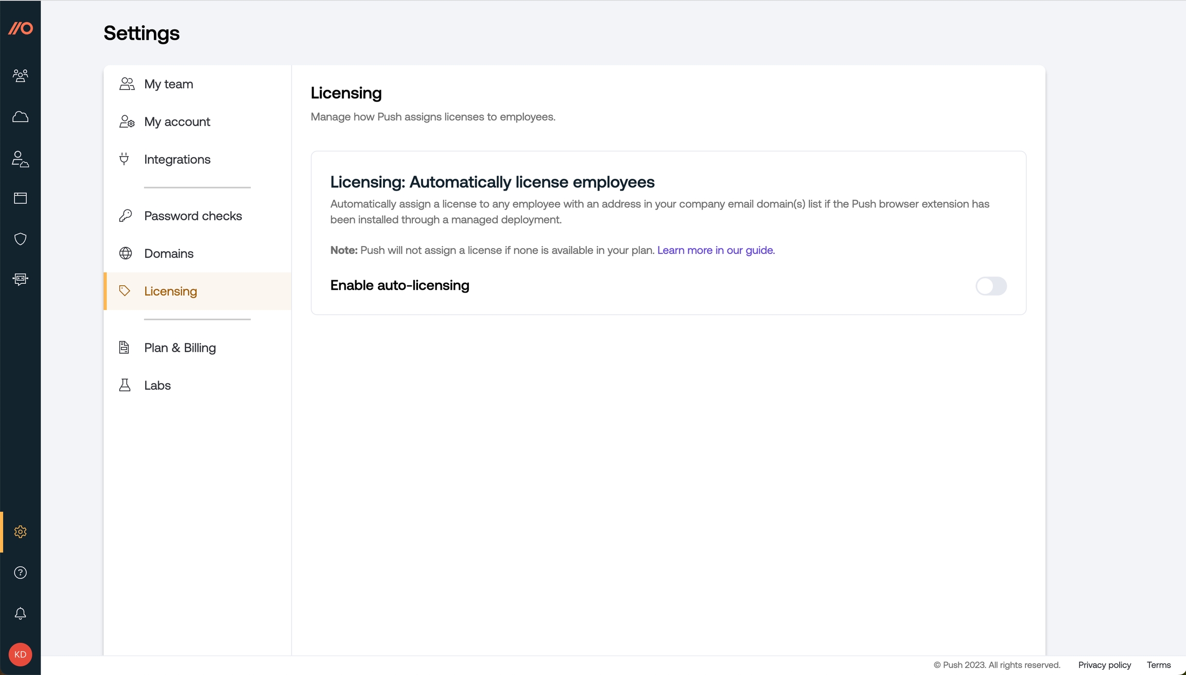 Automatic licensing toggle on Settings - KB 10098