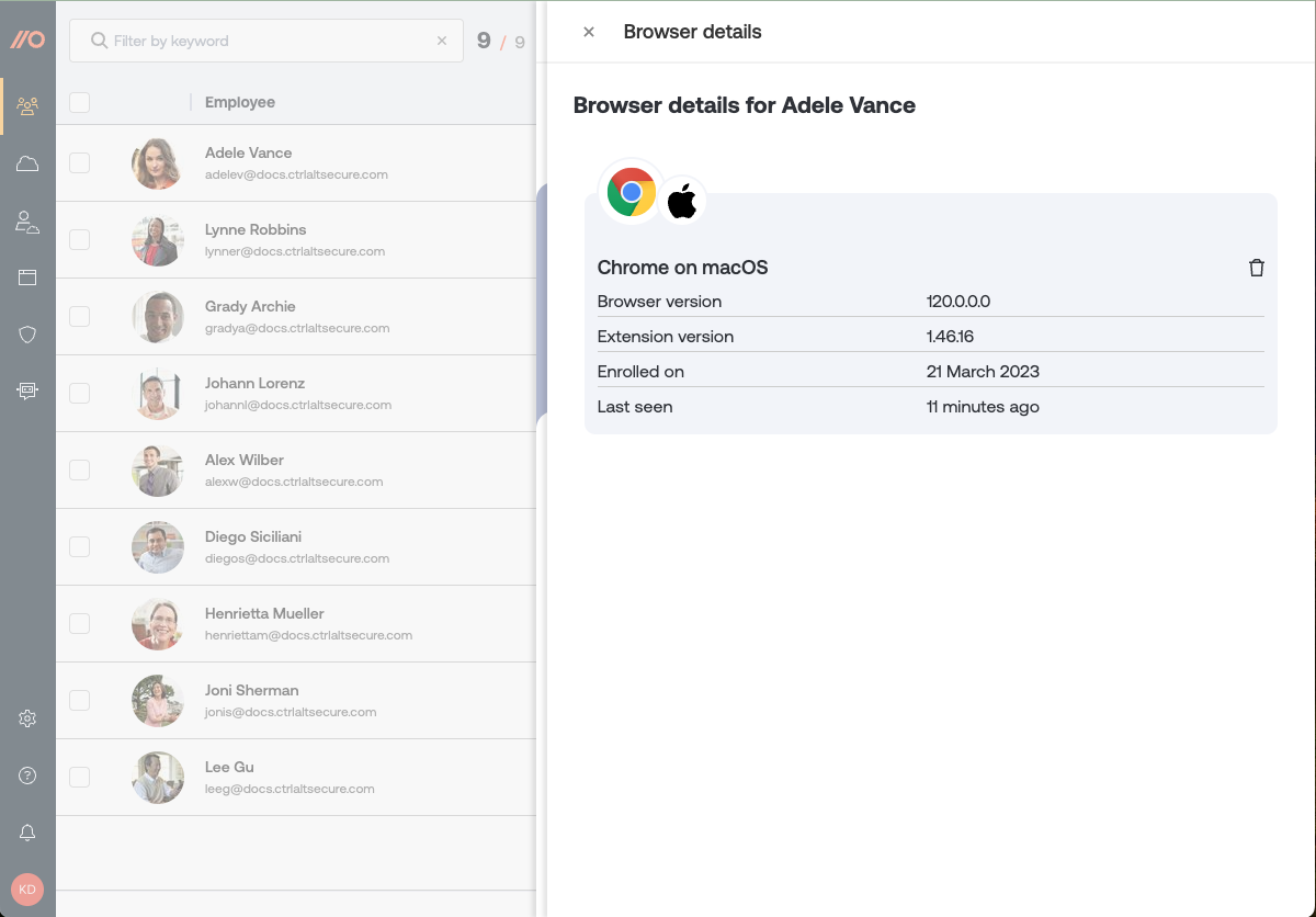Browser profile pane - docs - View SaaS activity