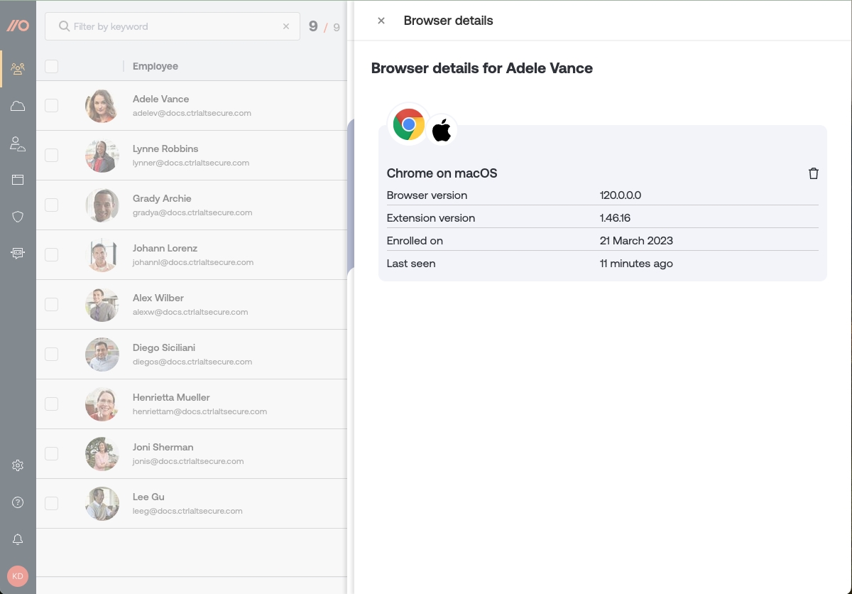 Browser profile pane - docs - View SaaS activity